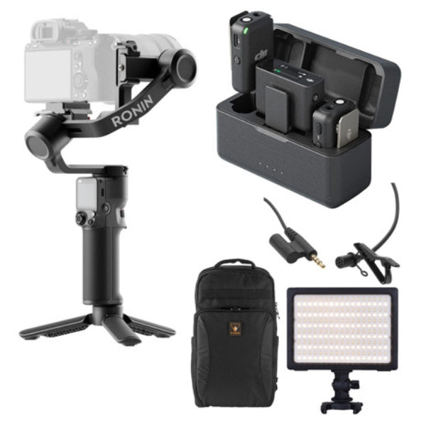 Gimbal DJI RS 3 Mini 3 Ejes Kit: DJI Mic, Micrófono Lavalier, LED y Mochila