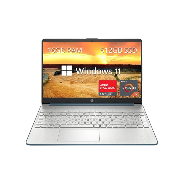 HP - 15.6 FHD Laptop, AMD Ryzen 5-5500U Processor, 16GB RAM, 512GB PCIe SSD, AMD Radeon Graphics,Windows 11 - Blue