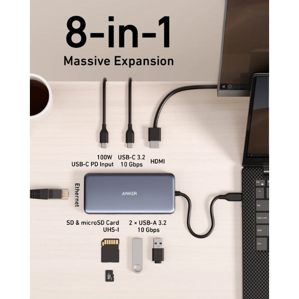 Hub-USB-C-Anker-8-en-1-10G-4K-HD