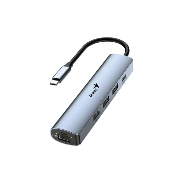Hub-USB-Genius-UH-545-5-en-1-3x-USB3.0-1xUSB-C-Carga-RJ45-Gigabit-5-Gbps-Gris-Plomo-31240004400-_1