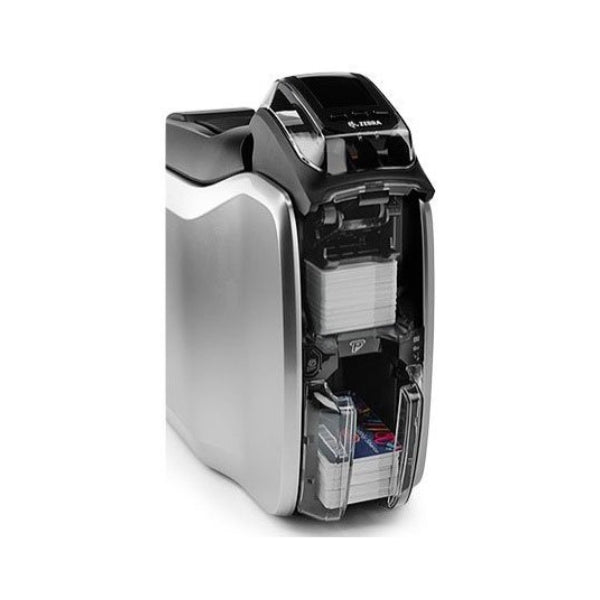 Impresora-ZebraZC300-IDCardPrinter-DualSided-Color-USBEthernet-9_7lb-ZC32-000CQ00LA00-open