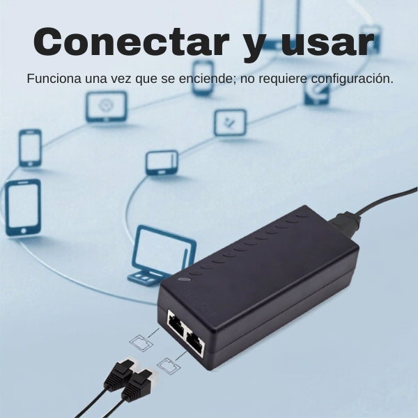 Inyector PoE - ThePoEstore - Gigabit PoE+ 30W - IEEE 802.3afat - 101001000Mbps - 48V - Negro-usar