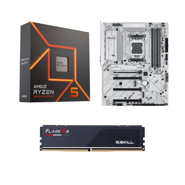 Kit-para-PC-Procesador-AMD-Ryzen-5-7600X-6-Núcleos-4,7GHz-32MB-Cache-Tarjeta-Madre-ASUS-B650E-Max-Gaming-WiFi-White-Socket-AM5-DDR5-ATX-Memoria-RAM-G,Skill-16-GB-DDR5-6000