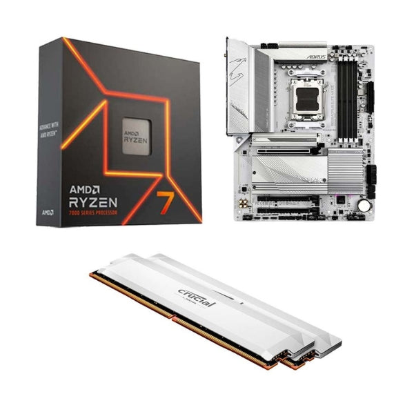 Kit-para-PC-Procesador-AMD-Ryzen-7-7700X-8-Núcleos-4,5GHz-32MB-Cache-Tarjeta-Madre-GIGABYTE-B650-Aorus-Elite-AX-ICE-Socket-AM5-DDR5-ATX-Memoria-RAM-Crucial-Pro-Overclocking-32-GB-DDR5-6000-White