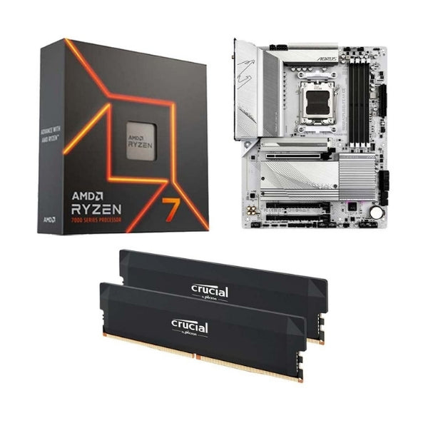 Kit-para-PC-Procesador-AMD-Ryzen-7-7700X-8-Núcleos-4,5GHz-32MB-Cache-Tarjeta-Madre-GIGABYTE-B650-Aorus-Elite-AX-Ice-Socket-AM5-DDR5-ATX-Memoria-RAM-32-GB-DDR5-(Crucial)