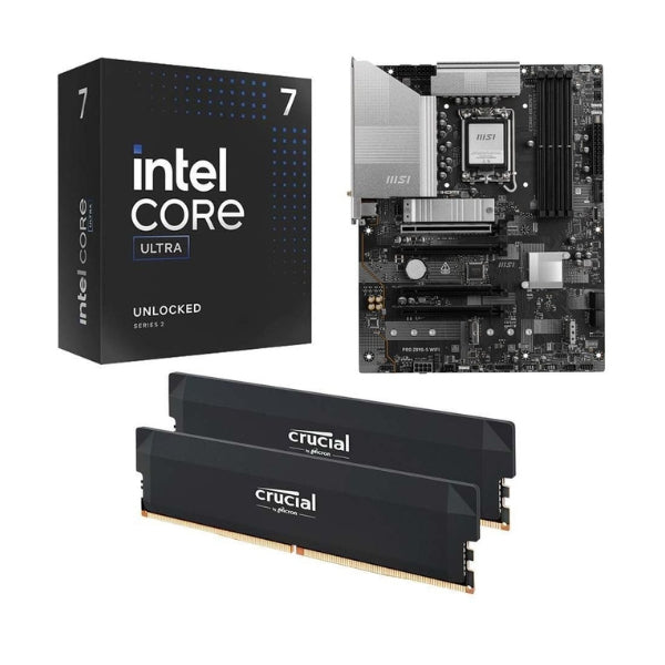 Kit-para-PC-Procesador-Intel-Core-Ultra-7-265K-20-Núcleos-3,9GHz-30MB-Cache-MSI-Z890-S-Pro-WiFi-1851-Crucial-Pro-32GB-DDR5-6400