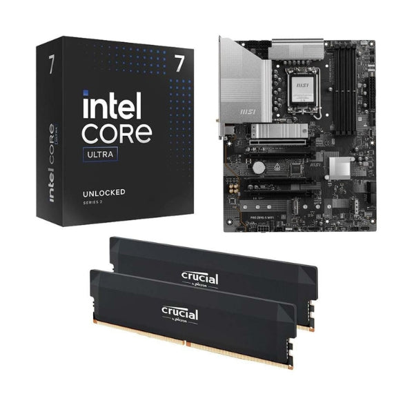 Kit-para-PC-Procesador-Intel-Core-Ultra-7-265KF-20-Núcleos-3,9GHz-30MB-Cache-MSI-Z890-S-Pro-WiFi-1851-Crucial-Pro-32GB-DDR5-6400