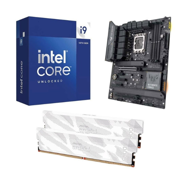 Kit-para-PC-Procesador-Intel-Core-i9-14900K-24-Núcleos-3,2GHz-36MB-Cache-Tarjeta-Madre-ASUS-Z790-Plus-TUF-Gaming-WiFi-Socket-LGA1700-DDR5-ATX-Memoria-RAM-Crucial-Pro-32-GB-DDR5-6400-White