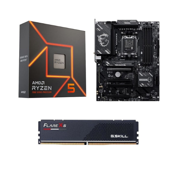 Kit para PC Procesador AMD Ryzen 5 7600X 6 Núcleos 4.7GHz 32MB Cache + Tarjeta Madre MSI B850 Gaming Pro WiFi6E Socket AM5 DDR5 ATX + Memoria RAM G.Skill 16 GB DDR5-6000 Black