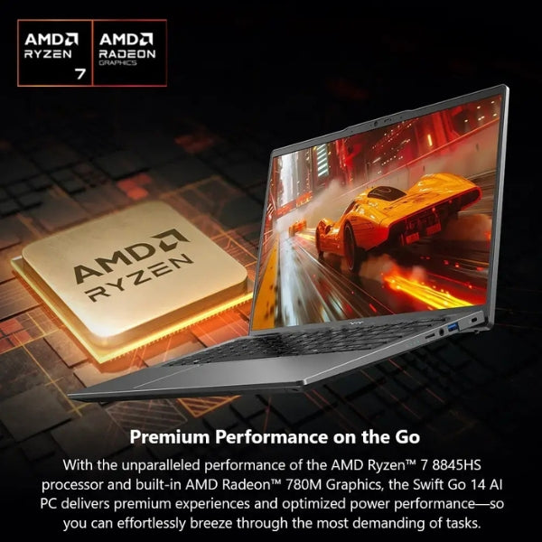 Laptop Acer Swift Go 14 AI Ready AMD Ryzen 7 8845HS 16GB RAM 1TB SSD 14" WUXGA Touch Steel AMD Radeon 780M