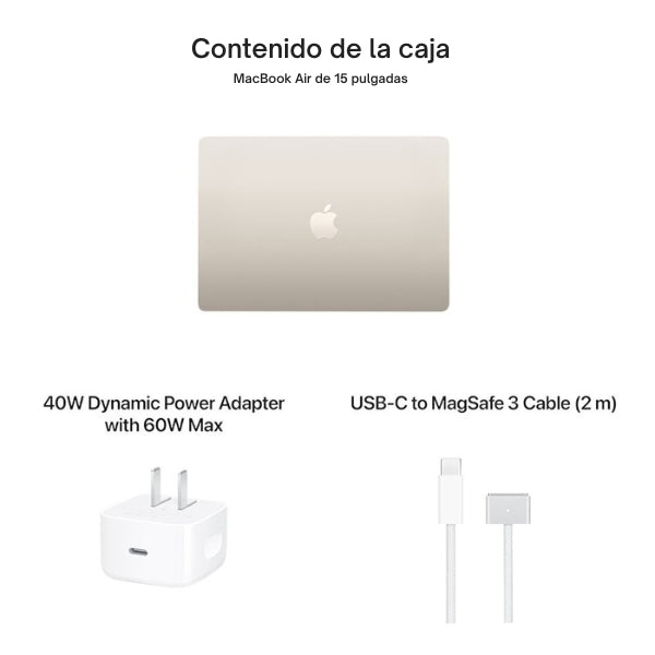 Laptop Apple MacBook Air 15 MDVE4LLA Pantalla 15.3 Liquid Retina IPS - M5 - 16GB Memoria - 1TB SSD - 10-Core GPU - Starlight