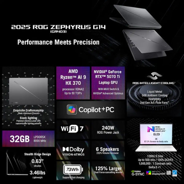 Laptop-gaming-ASUS-ROG-Zephyrus-G14-AMD-Ryzen-AI-9-HX-370-(2GHz)-32GB-RAM-2TB-SSD-14-NVIDIA-GeForce-RTX-5070-Ti-Win-11-Pro-Eclipse-Gray