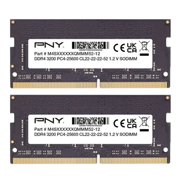 Memoria RAM PNY 32GB (2×16GB) DDR4 3200MHz SO-DIMM – Dual Channel – Para Laptop