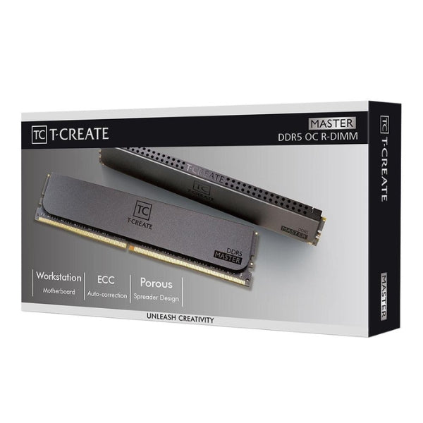 Memoria RAM - DDR5 - T-Create Master - 128GB (4x32GB) - DDR5-6000 - PC5-48000 - CL36 - Quad Channel - ECC Registered - CTCMD5128G6000H - Negro - Lifetime Limited