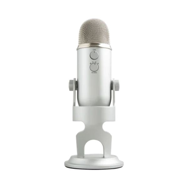Microfono Blue Yeti Profesional Logitech/  3Capsulas confiuracion de 4 patrones Frecuencia de muestreo: 48 kHz/ 16 bits color Silver