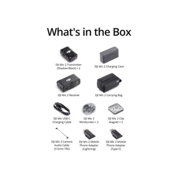 Micrófono-DJI-Mic-2-2-Person-Clip-On-Sistema-de-micrófono-inalámbrico-digital-con-Estuche-de-Carga-2x-Micrófonos-Lavalier-Turnstile-Condenser