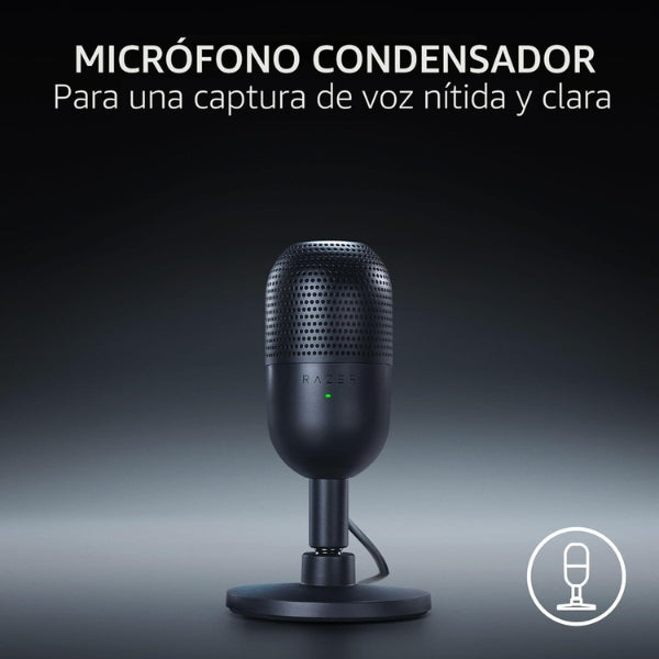 Micrófono - Gaming - Razer - Seiren - V3 - Mini - Condensador - USB - Supercardioide - Pulsar - para - Silenciar - Razer - Synapse - negro-