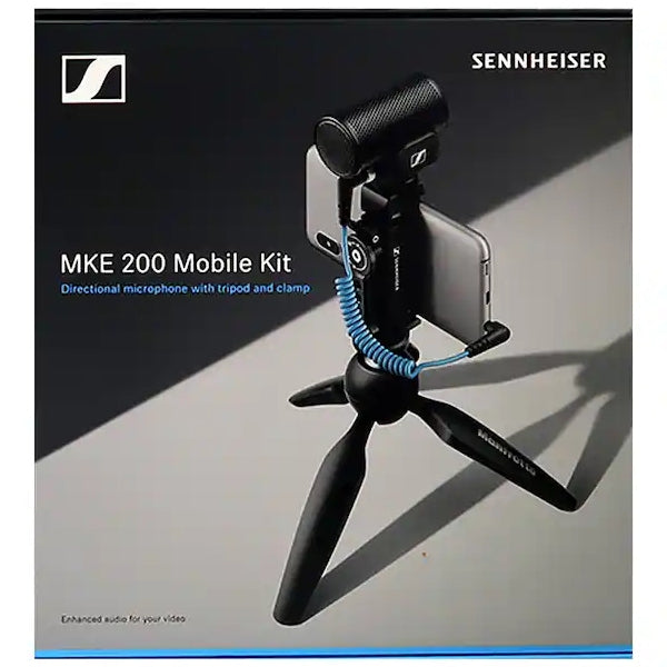 Micrófono-Sennheiser-Professional-MKE-200-Mobile-Kit-Directional-On-Camera-Microphone-with-Smartphone-Clamp-&-Tabletop-Tripod-Black
