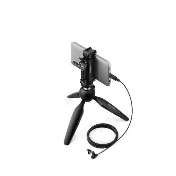 Micrófono-Sennheiser-XS-Lav-USB-C-Mobile-Kit-Omnidirectional-Clip-on-Microphone-with-Smartphone-Clamp-&-Manfrotto-PIXI-Mini-Tripod-Black