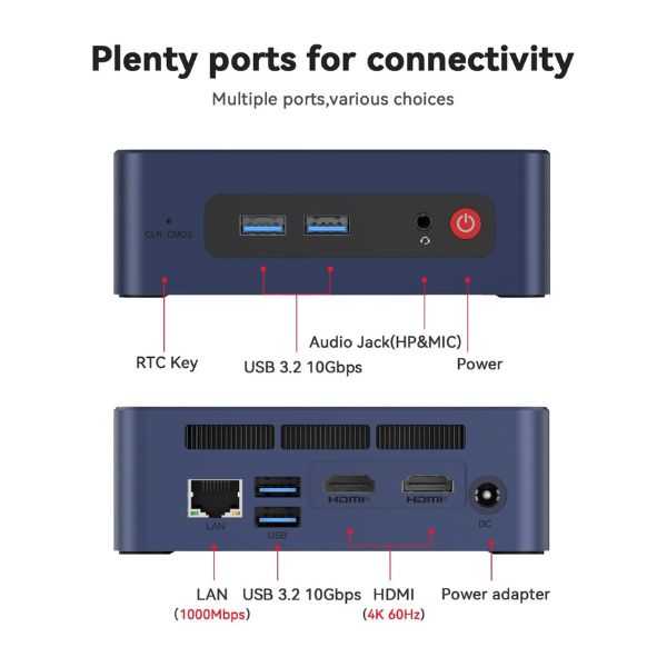 Mini PC Beelink MINI S13 - Intel Twin Lake N150 - 16GB DDR4 - 500GB SSD - Intel Iris Plus Graphics 655 - WiFi 6 - BT 5.2
