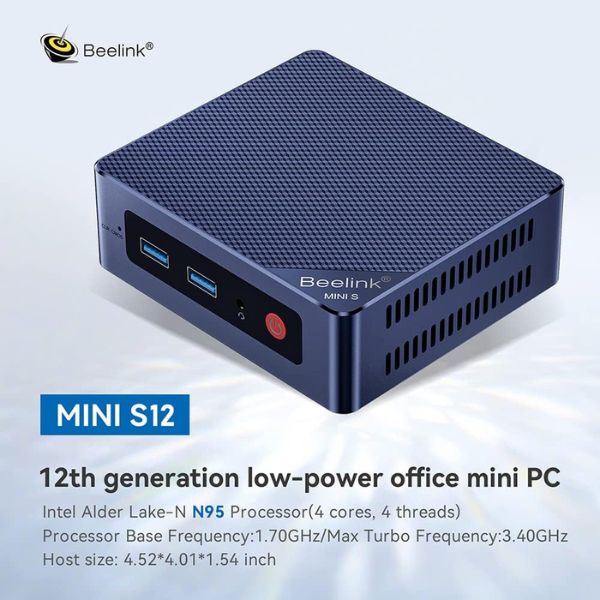 Mini PC Beelink Mini S12 - Intel N95 (12ª generación) - 16GB RAM - 500GB SSD - Dual HDMI 4K UHD - WiFi5 - BT4.2