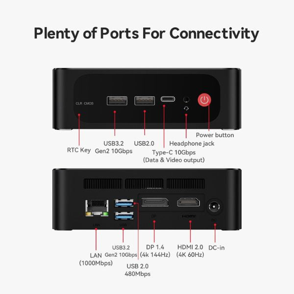 Mini PC Beelink SER5 MAX - AMD Ryzen 7 6800H - 32GB LPDDR5 - 500GB SSD - AMD Radeon Graphics 12 Núcleos - 4K Triple Display - WiFi 6 - Beelink SER