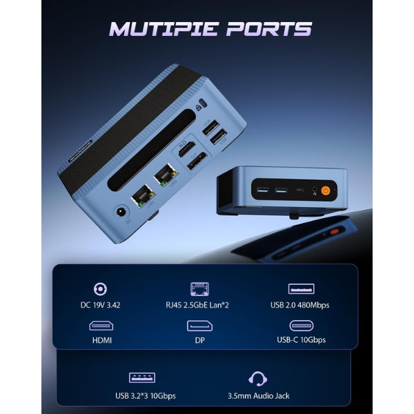 Mini PC Bosgame E5 11 Pro - AMD Ryzen 3 5300U - 8GB RAM - 256GB SSD - Triple Display HDMI - WiFi 5 - Bluetooth