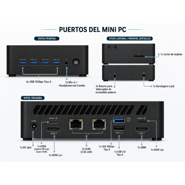 Mini PC - MSI - CUBI Z AI 8M-024BUS-BAR78 - Ryzen 7 / Ryzen 9 - Memoria Max 64GB - Ranuras para 2 SSD (Máx. 4TB) - Soporta hasta 4 monitores 4K - 6 USB - 2 HDMI - 2 USB-C - 2 LAN - AI-Powered