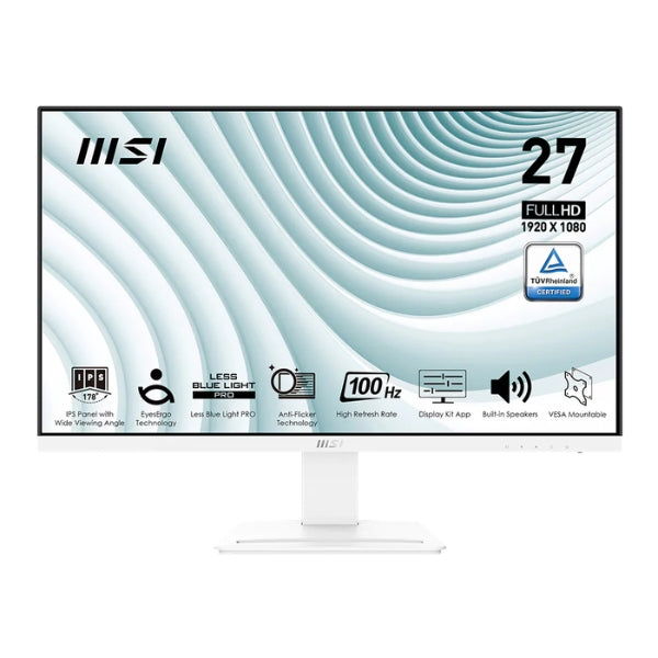 Monitor MSI PRO MP273W E14A 27 - FHD 1920x1080 - IPS - 144Hz - Blanco