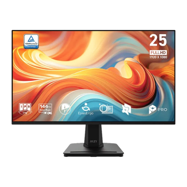 Monitor - MSI PRO MP251 E14L - 24.5 FHD - IPS - 144Hz - 1ms - FreeSync - HDMIVGA - VESA - Negro - 9S6-3PD2CM-048-front