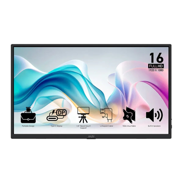 Monitor-Portátil-MSI-PRO-MP165-E6-15.6-FHD-IPS-60Hz-HDMI-TypeC-Negro