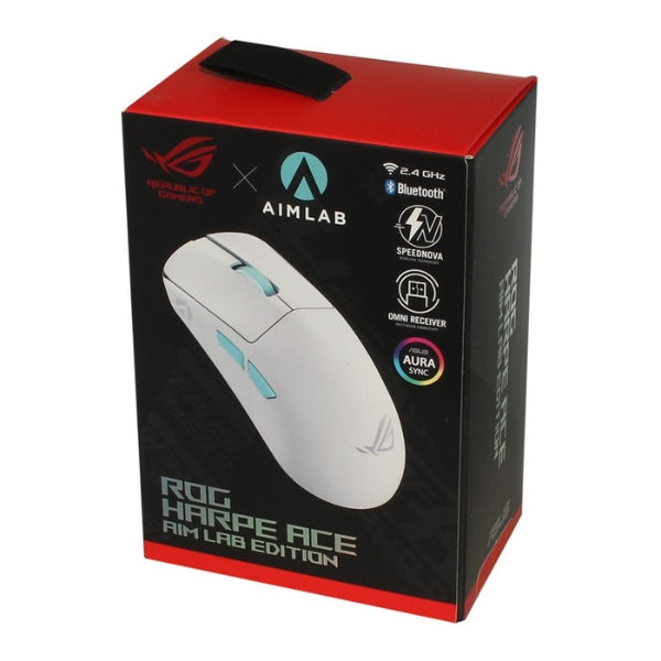 Mouse - Gaming - ASUS - ROG - Harpe - Ace - Aim - Lab - Edition - Inalámbrico - Cableado - Bluetooth - AimPoint - 36000 - DPI - 5 - Botones - P713HARPEALEWT - Blanco
