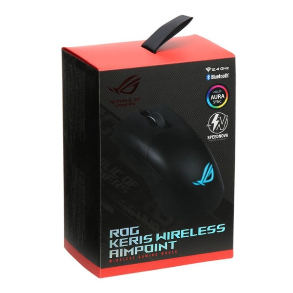 Mouse - Gaming - ASUS - ROG - Keris - Wireless - AimPoint - Inalámbrico - Cableado - Bluetooth - RGB - 36000 - DPI - 5 - Botones - P709KERISWLAPB - Negro
