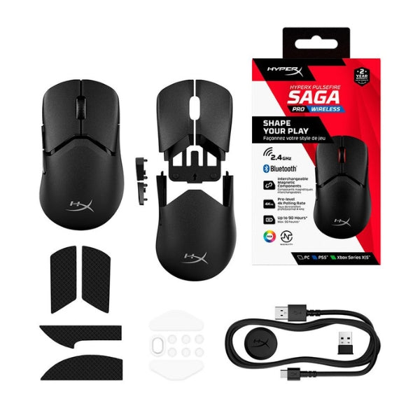 Mouse - Gaming - HyperX - Pulsefire - Saga - Pro - Inalámbrico - Cableado - Bluetooth - 26000 - DPI - 6 - Botones - A2PB2AA - Negro