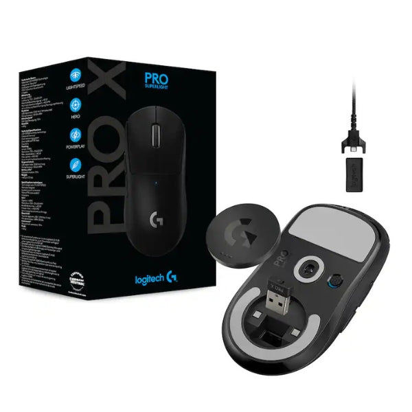 Mouse - Gaming - Logitech - PRO - X - SUPERLIGHT - Inalámbrico - LIGHTSPEED - HERO - 16000 - DPI - 5 - Botones - 910-005878 - Negro