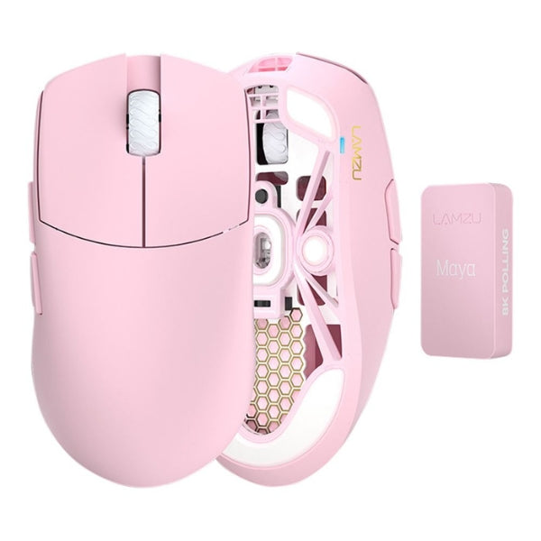 Mouse - Gaming - MAYA - Champion - Edition - Wireless - Light - Pink - Inalámbrico - RF - USB - Óptico - Pixart - 3950 - 30000 - DPI - 8000Hz - 45g - MAYA LIGHT PINK - Rosado