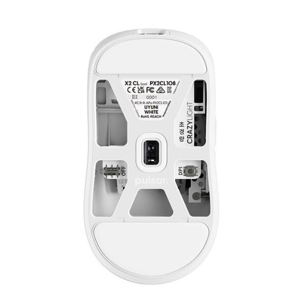 Mouse - Gaming - Pulsar - X2 - CrazyLight - Mini - Wireless - Uyuni - White - Inalámbrico - RF - USB - Óptico - XS-1 - 32000 - DPI - 2.4GHz - 35g - PX2CL108 - Blanco