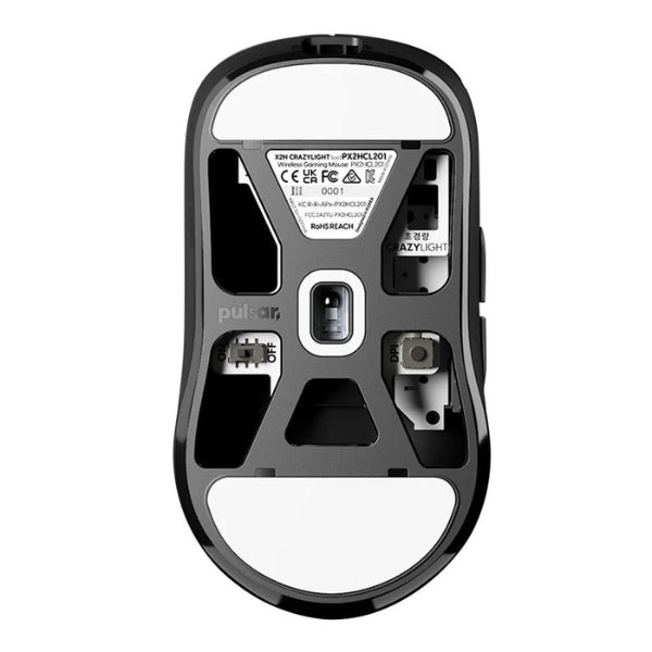 Mouse - Gaming - Pulsar - X2H - CrazyLight - Medium - Wireless - Jet - Black - Inalámbrico - RF - USB - Óptico - XS-1 - 32000 - DPI - 8000Hz - 43g - PX2HCL201 - Negro