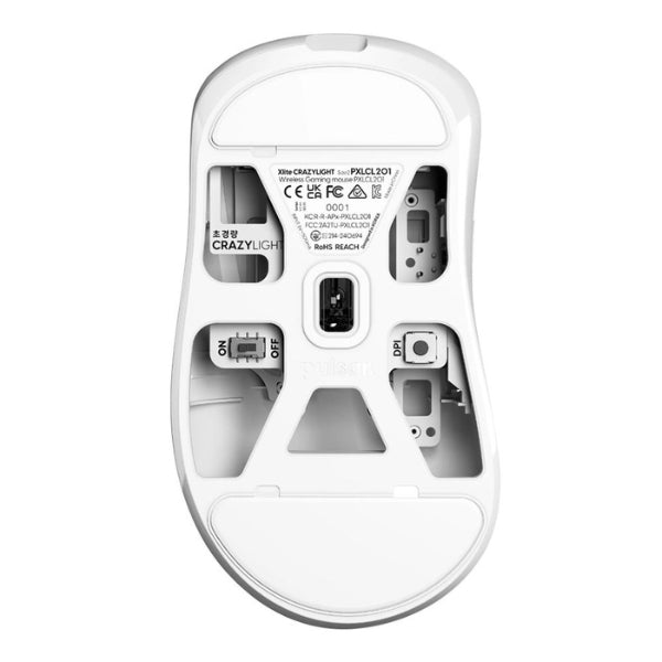 Mouse - Gaming - Pulsar - Xlite - CrazyLight - Medium - Wireless - Uyuni - White - Inalámbrico - RF - USB - RGB - Óptico - XS-1 - 32000 - DPI - 1000Hz - 44g - PXLCL202 - Blanco