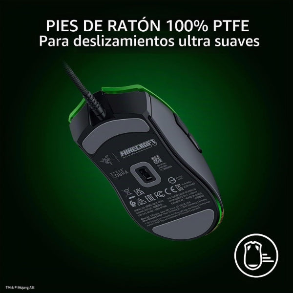 Mouse - Gaming - Razer - Cobra - Minecraft - Edition - 8500 - DPI - 6 - Botones - USB - RGB - Switches - Ópticos - Verde-