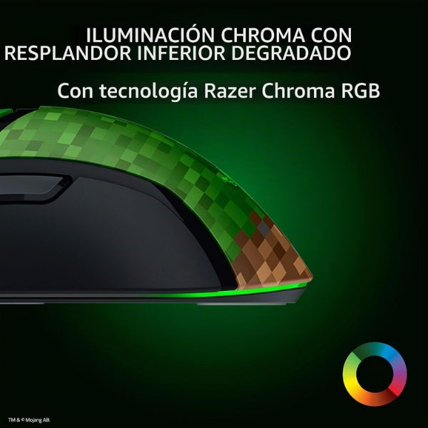 Mouse - Gaming - Razer - Cobra - Minecraft - Edition - 8500 - DPI - 6 - Botones - USB - RGB - Switches - Ópticos - Verde-croma