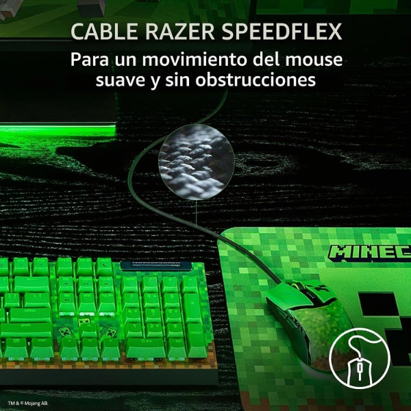 Mouse - Gaming - Razer - Cobra - Minecraft - Edition - 8500 - DPI - 6 - Botones - USB - RGB - Switches - Ópticos - Verde-cable