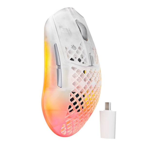 Mouse - Gaming - SteelSeries - Aerox - 3 - Wireless - Gen - 2 - Ghost - Inalámbrico - Bluetooth - RF - RGB - TrueMove - 26000 - DPI - 4000Hz - 62715 - Blanco