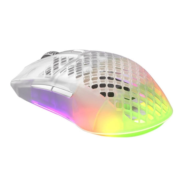 Mouse - Gaming - SteelSeries - Aerox - 3 - Wireless - Ghost - White - Inalámbrico - Bluetooth - RF - RGB - TrueMove - Air - 18000 - DPI - 200 - Horas - 62610 - Blanco
