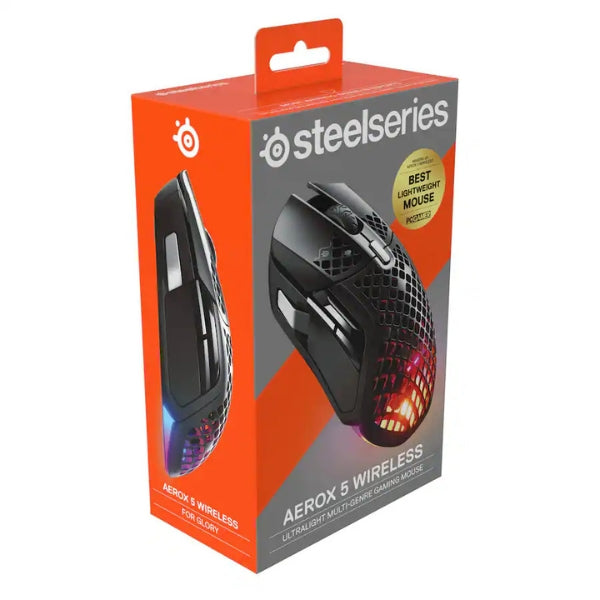 Mouse - Gaming - SteelSeries - Aerox - 5 - Inalámbrico - Cableado - Bluetooth - RGB - TrueMove - Air - 18000 - DPI - 9 - Botones - 62406 - Negro