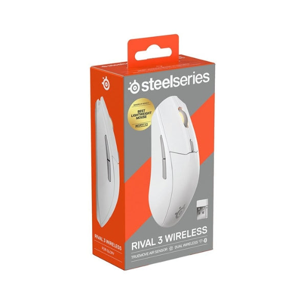 Mouse - Gaming - SteelSeries - Rival - 3 - Wireless - Gen - 2 - Inalámbrico - Bluetooth - RF - RGB - TrueMove - Air - 18000 - DPI - 6 - Botones - 62688 - Blanco