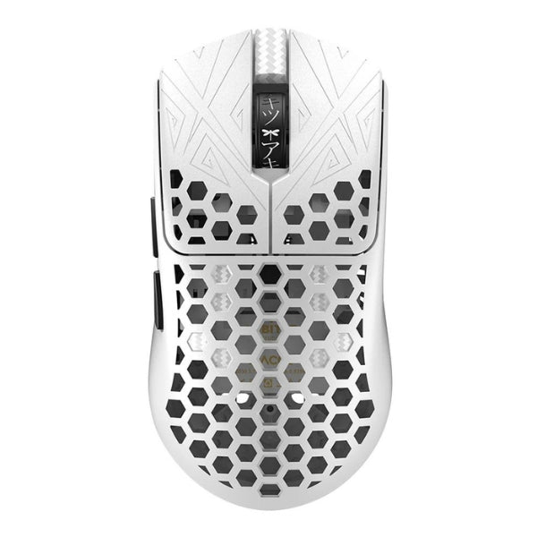 Mouse - Gaming - TENKO - AKITSU - Medium - Carbon - Fiber - 8K - Wireless - Blanco - Inalámbrico - RF - USB - Óptico - Pixart - 3950 - 30000 - DPI - 8000Hz - 50 - Horas - 40g - AR-25-AKITSUM-W - Blanco