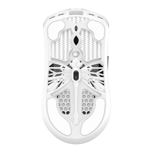 Mouse - Gaming - TENKO - AKITSU - Medium - Carbon - Fiber - 8K - Wireless - Blanco - Inalámbrico - RF - USB - Óptico - Pixart - 3950 - 30000 - DPI - 8000Hz - 50 - Horas - 40g - AR-25-AKITSUM-W - Blanco