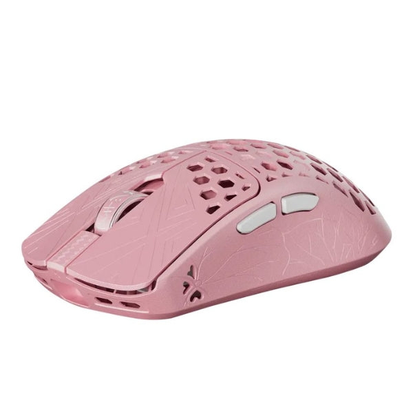Mouse - Gaming - TENKO - AKITSU - Medium - Carbon - Fiber - 8K - Wireless - Rosado - Inalámbrico - RF - USB - Óptico - Pixart - 3950 - 30000 - DPI - 8000Hz - 50 - Horas - 40g - AR-25-AKITSUM-P - Rosado