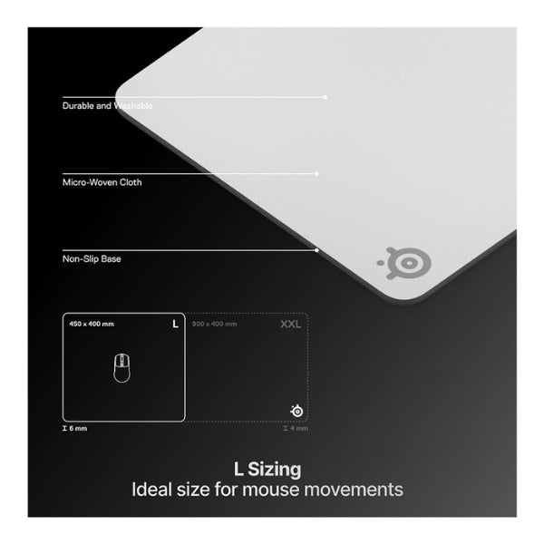 Mousepad - Gaming - SteelSeries - QcK - Heavy - Large - Tela - Base - de - Goma - 6mm - 67503 - Blanco